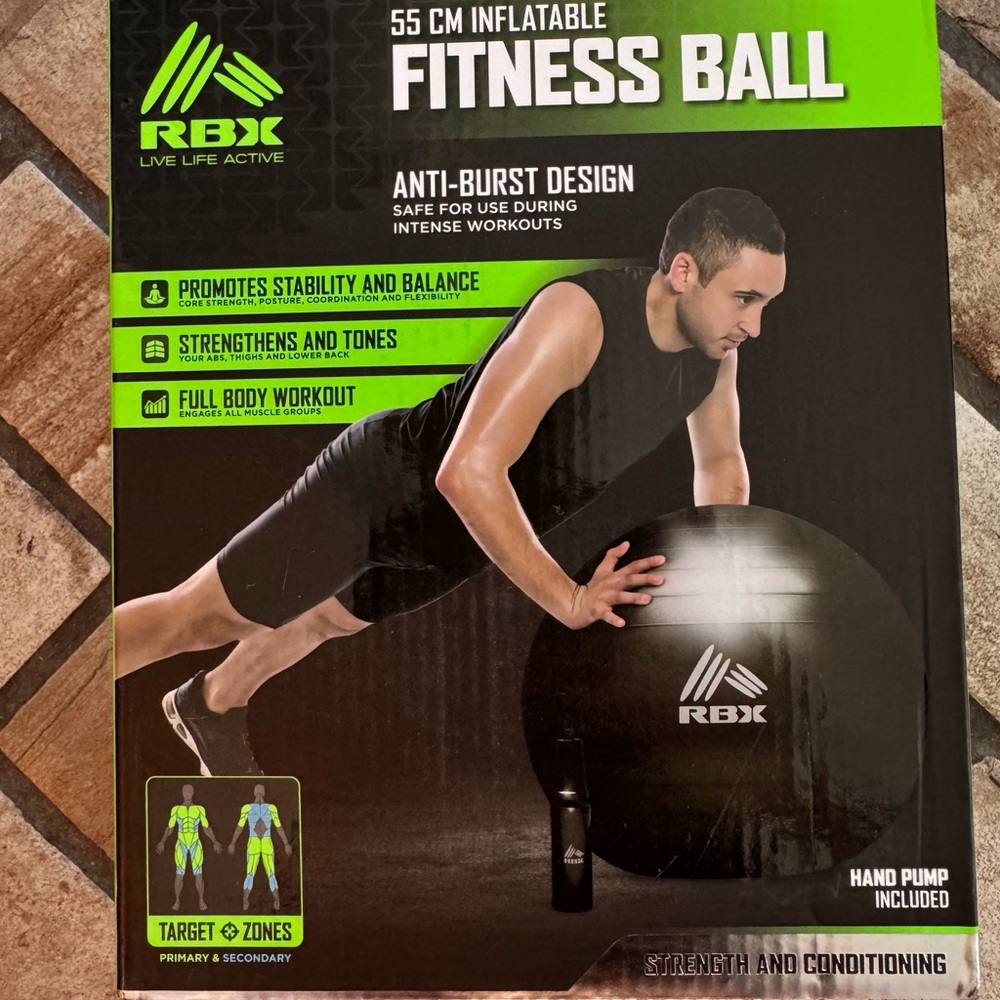 RBX Black Inflatable Exercise Ball
